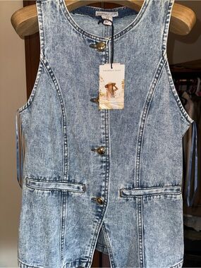 Sincerely Jules Light Acid Wash Denim Vest